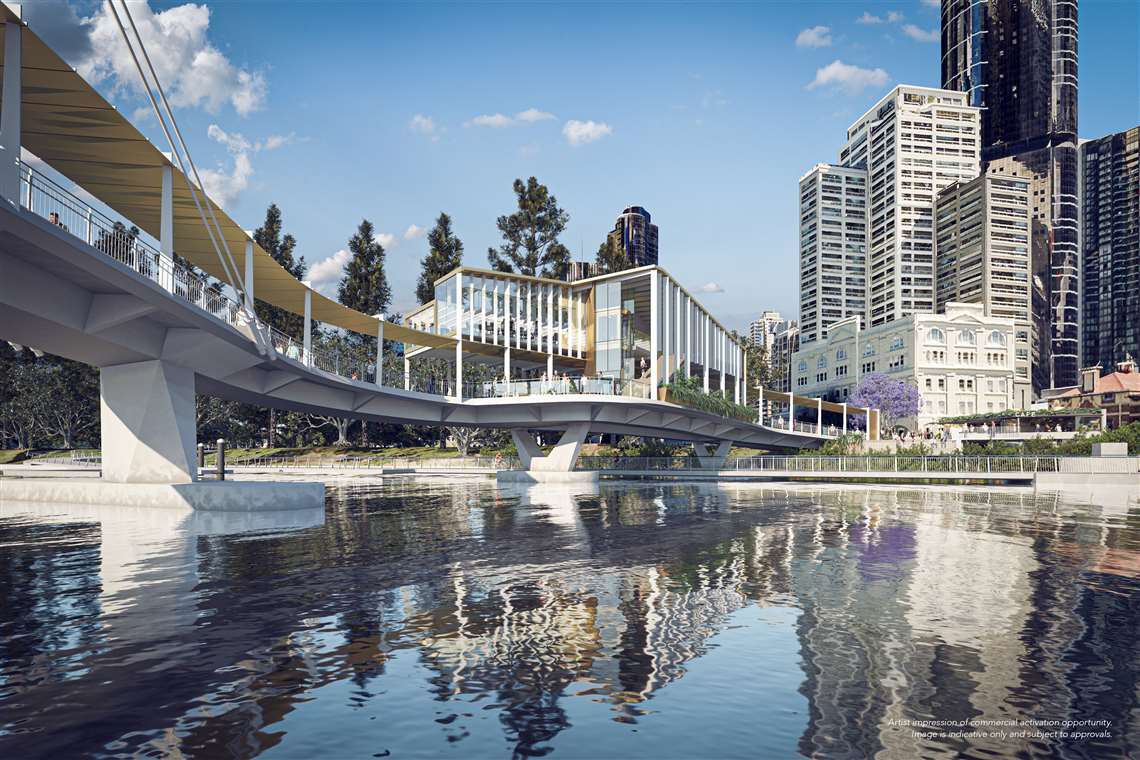 Artist impression of the new Kangaroo Point Green Bridge © Brisbane City Council 2016