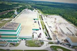 Aerial view of Saint-Gobain's gypsum manufacturing facility in Palatka, Florida