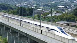 A maglev train undergoing testing on the Yamanashi Maglev Test Line in 2020