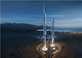 A digital render of the towers at the Epicon resort in NEOM, Saudi Arabia 