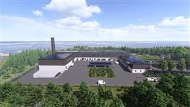 An impression of the proposed water treatment plant in Margretelund, Sweden