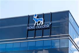 Image of the Novo Nordisk logo on a corporate building