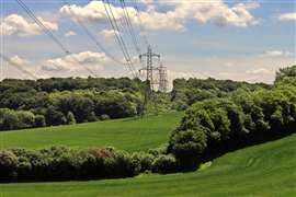 Electricity pylons in an English landscape